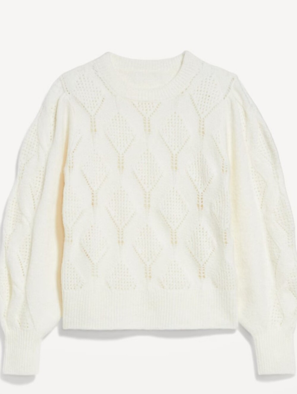 Old Navy Ivory Pointelle Crewneck Sweater